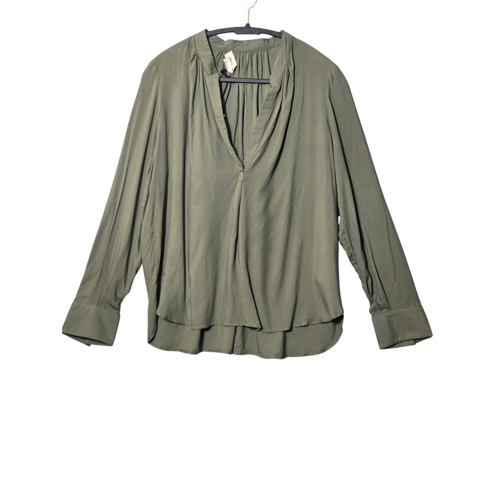 Zadig & Voltaire Tink Blouse L Khaki Green Draped V Neck Parisian Chic NWT